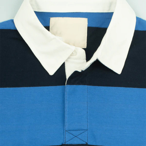 Chemise de rugby unisexe grande taille, noire et bleue, à séchage rapide, respirante, en coton et polyester, personnalisable, manches longues - Product Image 2