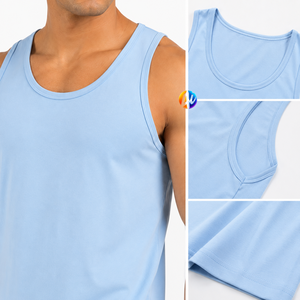 Material transpirable que ofrece una comodidad fresca para la camiseta sin mangas de hombre, con suavidad para caminatas de verano y práctica deportiva, uso diario. - Product Image 5