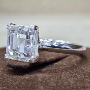 Anillos de piedras preciosas de moissanita de corte princesa de última moda de excelente calidad, incrustaciones de ajuste de bisel fino Original de Plata de Ley 925 - Product Image 5