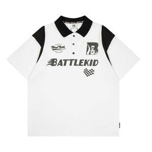 Custom Style Short Sleeve Polo Shirt Unisex Summer Loose Couple Jersey T-shirt High Quality Vintage Customized Woven - Product Image 1