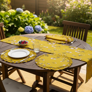 Floral Design Frill Placemats Modern <b>Table</b> Mat Premium Poly Cotton Fabric Available for Worldwide Supply <b>Low</b> MOQ - Product Image 2