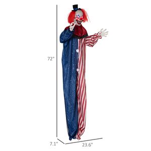 Clown Animatronico a Grandezza Naturale da 1,8 m per Decorazioni di Halloween, con Attivazione a Movimento, Suono e Occhi Luminosi per Uso Esterno - Product Image 3
