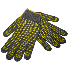 Guantes DE TRABAJO DE PUNTO grises versátiles antideslizantes con punteado amarillo para un agarre superior en trabajos de invernadero y guardería - Product Image 3