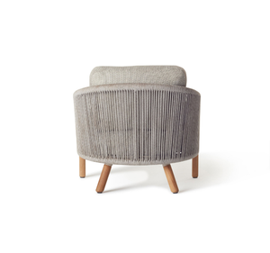 Chaise longue d'extérieur de luxe en teck massif avec structure en corde tressée et coussin épais pour patio, terrasse, hôtel ou complexe hôtelier - Product Image 4