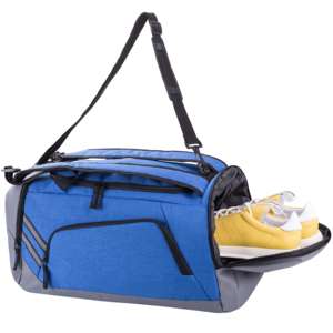 Sac de sport durable bleu et gris, sac de voyage multi-poches avec poche à chaussures dédiée et bandoulière rembourrée - Product Image 1