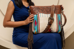 Best Selling Hand Tooled Saddle Blanket Genuine Leather Crossbody Bag Western Women Conceal Carry Purse Premium Quality Handbag - Product Image 3