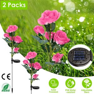 2 Pezzi Lampada Decorativa a LED Solare da Esterno a Forma di Rosa, Luci a Picchetto Resistenti all'Acqua per Sentieri e Decorazioni da Giardino - Product Image 2