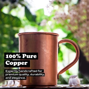 Mug Moscow Mule en cuivre pur, fait main, 100% cuivre pur, vaisselle artisanale, élégant récipient à cocktail, cadeau pour femmes et hommes - Product Image 4