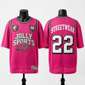 เสื้อบาสเก็ตบอลชาย 160GSM ผ้าตาข่ายโพลีเอสเตอร์พรีเมียม ดีไซน์แผงสีแดง พิมพ์ลายตามสั่ง เสื้อยืดผ้าฝ้าย 100% สำหรับผู้ชาย ทรงหลวม พิมพ์ลาย - Product Image 4