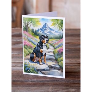 Whimsical A7 tamaño 5x7 mayor para Swiss Mountain Dog Spring Path Paquete de tarjetas de notas 8 tarjetas en blanco con sobres para saludos - Product Image 2