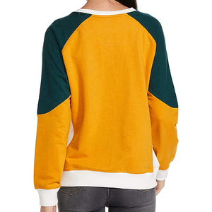 Sweat-shirt tricoté à col rond et manches longues pour femme, color-block, décontracté, respirant, en coton et fibre de bambou, pour l'automne - Product Image 4