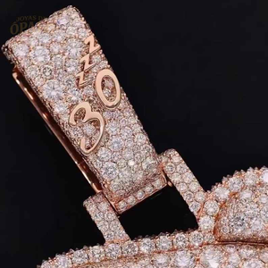 Pendentif personnalisé en moissanite de luxe avec initiale, style hip-hop, plaqué or rose, collier statement, cadeau pour homme et femme - Product Image 3