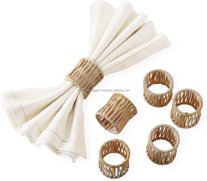 Anillo de Servilleta de Boda de Bambú Natural Tejido a Mano, Decoración de Comedor de Estilo Bohemio Ecológico, Venta al por Mayor OEM, Duradero y Personalizable - Product Image 1