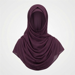 Women Solid Color Chiffon Hijab Breathable Daily Wear Islamic Scarf Shawl - Product Image 1