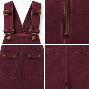 Salopette de travail directe usine avec bretelles réglables, poches cargo sécurisées et coutures renforcées – Pantalon utilitaire - Product Image 4