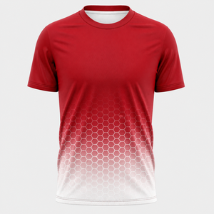 T-shirt à manches courtes pour homme, motif hexagonal dégradé, col rond, séchage rapide, coupe sportive régulière, 100% polyester, impression par sublimation - Product Image 4