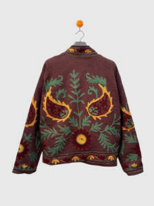 Veste à col mandarin brodée à la main avec des motifs floraux, manches longues, taille plus, en coton, pour femmes, style bohème chic, vêtements d'automne - Product Image 4
