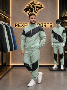 REXFIT SPORTS 2026 Ensemble de survêtement personnalisé pour homme en nylon vert menthe, veste zippée à manches courtes et short, léger, deux pièces, vêtements de sport - Product Image 6