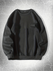 Sudadera Negra de Cuello Redondo para Hombre, Tejido Sólido, Estilo Casual, Ropa de Calle para Invierno - Product Image 1