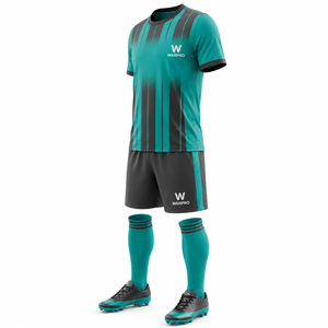 Conjunto de Camiseta de Fútbol para Hombre WARPRO, Manga Corta, Diseño Sublimado a Rayas con Degradado, Poliéster que Absorbe la Humedad, para Adultos, Todas las Temporadas - Product Image 2