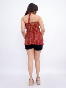 Titrit Pure Cotton Boho Style Tribal Striped Halter Neck <b>Corset</b> Kurti with Quick Dry Feature for <b>Wedding</b> - Product Image 2
