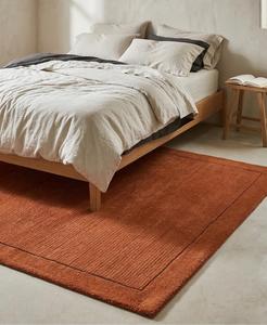 Alfombra Moderna Hecha a Mano de Lana Antideslizante con Borde Texturizado Marrón Óxido y Patrón Abstracto para Decoración de Sala de Estar y Dormitorio - Product Image 6
