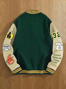 Blouson universitaire premium style streetwear, avec patch brodé en chenille, en mélange de laine polaire chaude, vêtement d'extérieur d'hiver, personnalisable OEM - Product Image 6