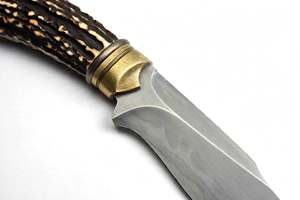 มีดอเนกประสงค์เหล็กกล้าทำมือ ปลายแหลม ด้ามเขาสัตว์ ใบมีดคงที่ - Product Image 4