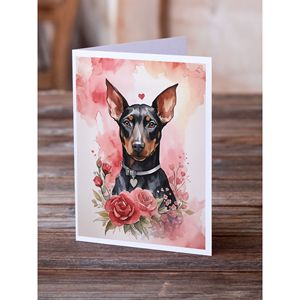 Doberman Pinscher Valentine Roses Fantaisiste A7 Taille 5x7 Cartes à lettres vierges Pack de 8 Cartes de vœux vierges avec enveloppes - Product Image 2