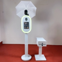 Kiosque à selfie ovale en métal détachable avec flash RVB intégré, boîte à lumière, pour appareil photo reflex numérique, iPad, imprimante – Idéal pour bars, remises de diplômes, fêtes et événements à louer