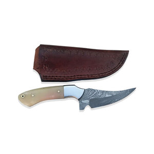 Cuchillo de Caza de Acero de Damasco Hecho a Mano con Funda de Cuero para Acampar al Aire Libre, Supervivencia, Bushcraft, Cuchillo Utilitario Elegante - Product Image 3