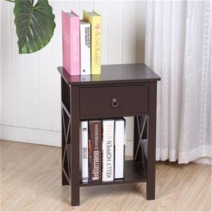 Modern FCH Brown Nightstand with 1 <b>Drawer</b> and Storage Shelf Elegant End <b>Table</b> for Bedroom <b>Side</b> <b>Tables</b> - Product Image 5