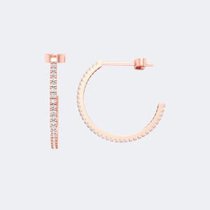 ต่างหูเพชรทรงกลม 0.20 กะรัต แบบห่วงเปิด ประดับเพชรแบบฝังเต็มตัว ตัวเรือนทองคำแท้ รูปทรงตัว C ขนาดเล็ก เรียบหรู ดูดี เป็นของขวัญสำหรับผู้หญิง - Product Image 5