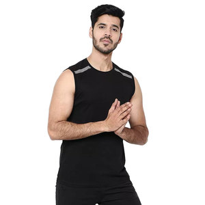 Men's Black Knitted Tank Top O-Neck Sleeveless Solid Sporty Breathable Vest - Product Image 3