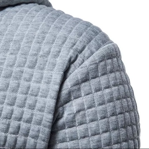 260G Men's Winter Casual Jacquard Quilted Pullover Hoodie with Silicone Print <b>Design</b> – Warm & Stylish Streetwear Sweatshirt - Product Image 5