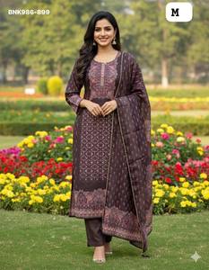 Conjunto de Kurti-Pantalón y Dupatta de Muselina y Seda Chanderi con Estampado, Calidad de Exportación India, Nueva Llegada, para Uso Ocasional, Proveedor Indio - Product Image 6