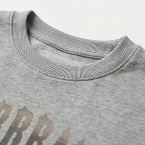 Women's 2 Piece Gray Cotton Casual Set Short Sleeve T Shirt and Above Knee Shorts Crew Neck Loose Fit Letter Print Daily Wear - Product Image 4