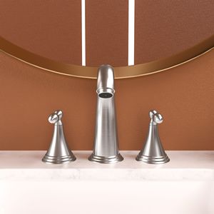 Rubinetto da Bagno a 3 Fori con 2 Maniglie in Nichel Spazzolato, con Scarico a Scomparsa e 2 Tubi di Alimentazione dell'Acqua - Product Image 2