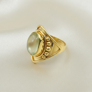 Natural Prehnite Gemstone <b>Ring</b> 925 Sterling Silver Rose Gold Yellow Gold Plated <b>Boho</b> Statement Adjustable <b>Ring</b> - Product Image 5