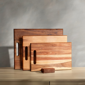 Juego de Tablas de Cortar de Madera de Acacia Premium con Asa, Color Natural, Aptas para Lavavajillas, con Logotipo Personalizado para Cocina, Restaurante y Uso Doméstico - Product Image 1