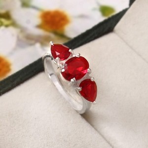Anillo de Plata de Ley 925 con Granate Rojo, Anillo Hecho a Mano con Piedra Preciosa Natural, Regalo de Aniversario para Mujer - Product Image 6