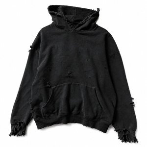 Custom Embroidered Distressed Oversized Cotton Hoodie Heavyweight Spring Streetwear <b>Pullover</b> <b>Men's</b> OEM ODM - Product Image 1