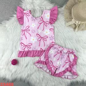 Biểu Tượng Tùy Chỉnh Ăn Mặc Trẻ Em Với Quần Bộ Cô Gái Nhỏ Công Chúa Bow In Casual OEM Bao Bì Thiết Kế Đáng Yêu - Product Image 3