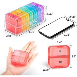 Portapillole Settimanale 2 Volte al Giorno, 7 Giorni, Doppio Lato con Ampia Apertura, Facile da Usare, Contenitori Giornalieri AM PM - Product Image 5