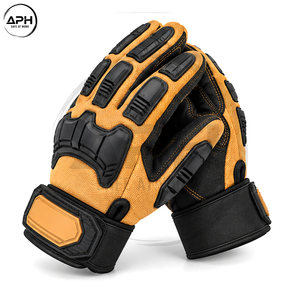 Custom Design Heavy Duty Orange Black Impact <b>Gloves</b> Reinforced <b>Knuckle</b> Palm Full Finger Work <b>Gloves</b> With Adjustable Wrist Strap - Product Image 2