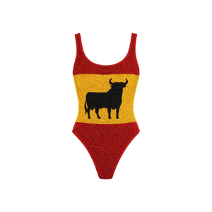 Mini Body de Mujer Azul Oscuro con Bordado de Vida Marina, Escote Cuadrado con Tirantes Finos, Traje de Baño de Tela de Algodón/Spandex - Product Image 5