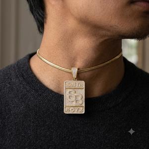 Pendentif personnalisé pour homme SHRAMAN DIAMOND en argent 925 plaqué or, style hip-hop/rock, lettre initiale, diamant naturel - Product Image 2