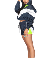 Ensemble 2 pièces coupe-vent et short pour femme, respirant, imperméable, grande taille, en nylon