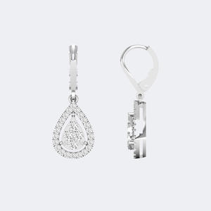 Boucles d'oreilles pendantes avec halo de diamants ronds brillants de 1,00 CTW et accents pavé sertis à griffes – Style Leverback - Product Image 5