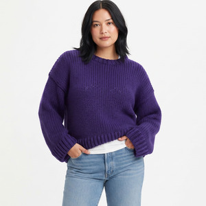 Pull en tricot pour femme, tricot doux de qualité supérieure, manches longues, pull oversize, pull d'hiver décontracté, chaud, fournisseur OEM ODM personnalisé - Product Image 1